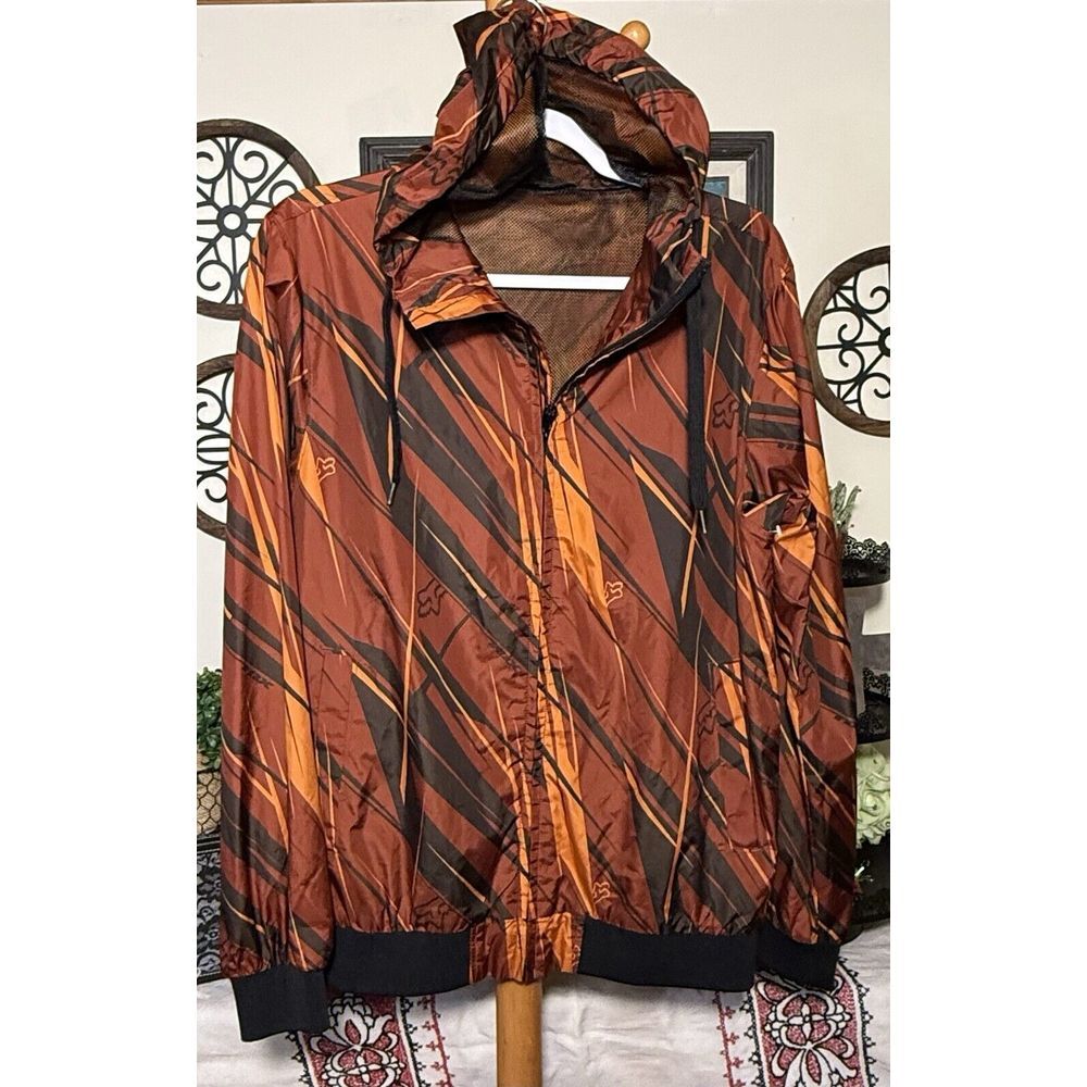 Fox Racing Windbreaker Jacket Mens Small Multi‎ Abstract Logo Full Zip